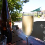 Glass of sparkling wine at The Laughin' Barrel in the Swan Valley