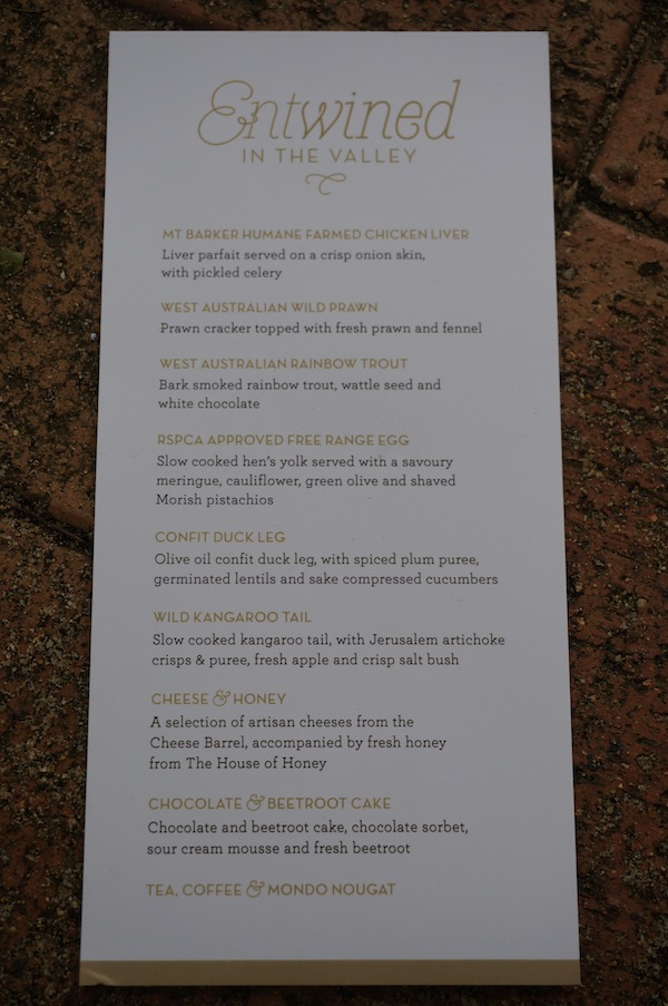 Entwined in the Valley 2014 Menu