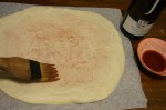 Red Wine Pizza Dough with wine basted on dough