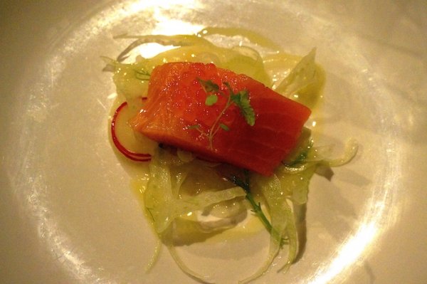 Smoked ocean trout, fennel, radish, lemon and roe at Steve's Nedlands