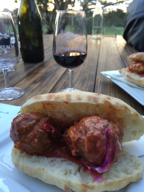 Hungarian Meatball Butty at Upper Reach Winery Swan Valley