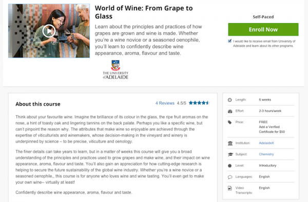 World of Wine: From Grape to Glass – University of Adelaide