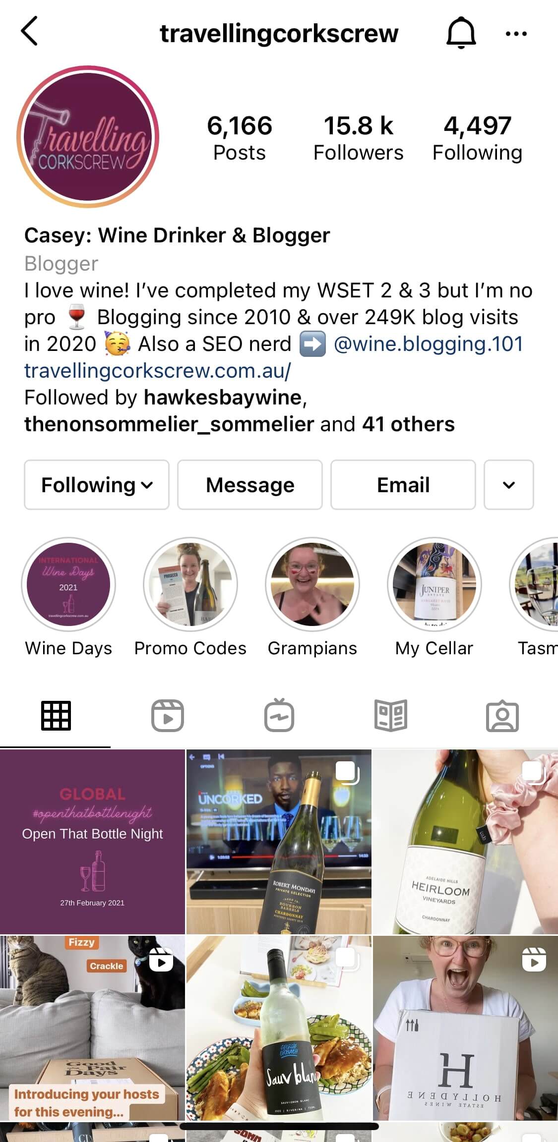 Travelling Corkscrew Wine Instagram Account