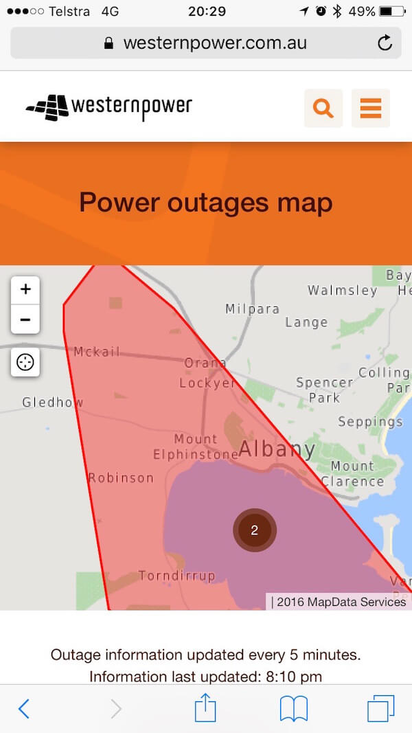 Power Outages Map - Albany