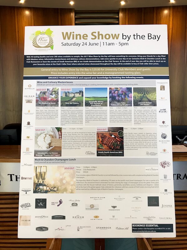 Wine Show By The Bay – The University Club of WA