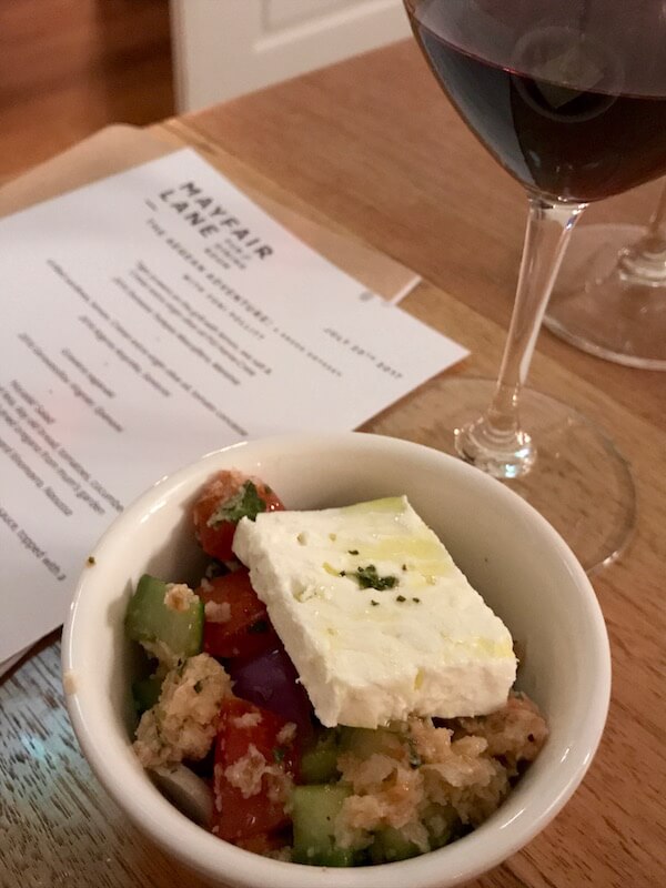 Horatiki Salad & Greek Red Wine at Mayfair Lane Perth