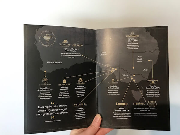 Wine Selectors Australian First Families of Wine Shiraz Showcase Booklet Map