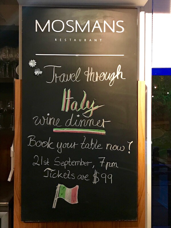 Mosmans Restaurant - Italian Wine Dinner