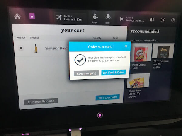 Air New Zealand - Ordering Wine