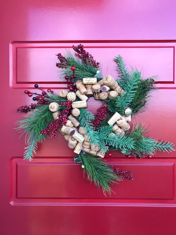 Wine Cork Wreath on Red Door