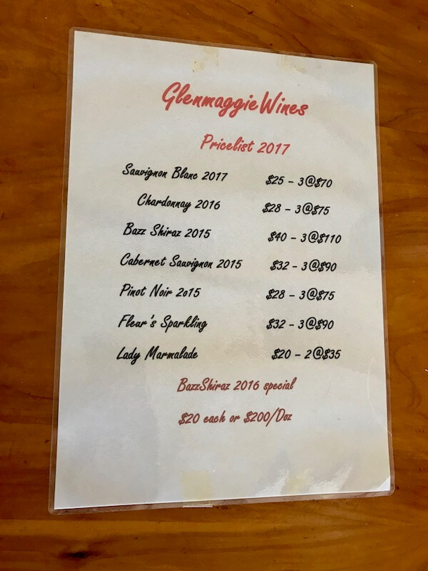 Glenmaggie Wines Pricelist - Gippsland