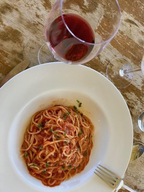 Pomodoro pasta at Pinelli Winery Restaurant - Swan Valley Perth