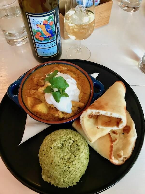 Riesling and Curry at Wyanga Park Winery Cafe