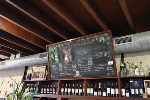 list-of-sandalford-wines-on-a-chalk-board-at-sandalford-winery-swan-valley