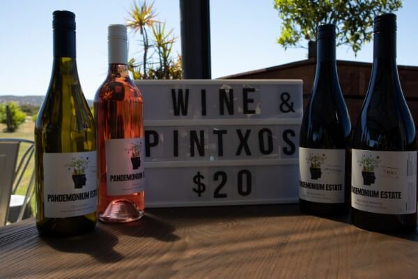 sauvignon-rose-tempranillo-shiraz-grenache-bottles-at-pandemonium-wine-estate-swan-valley