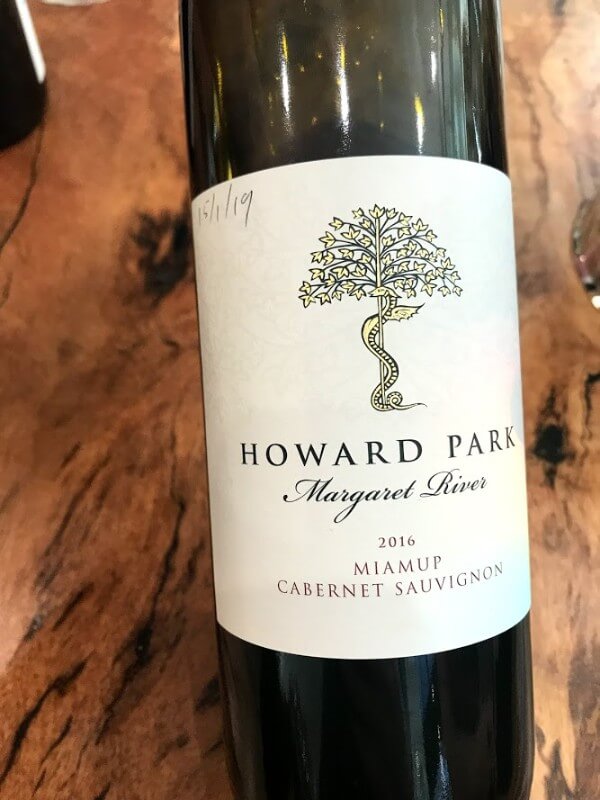bottle of howard park miamup cabernet sauvignon at howard park urban cellar door perth