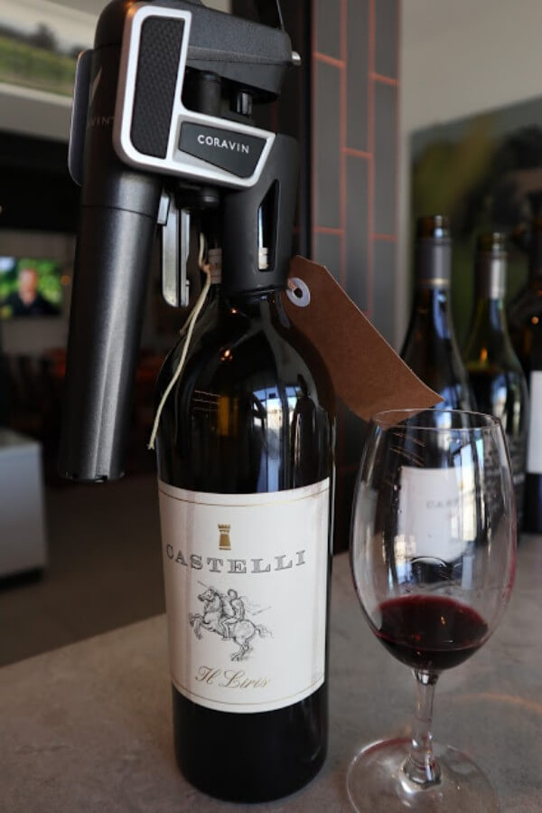 bottle of the castelli il liris using a coravin gas device on top