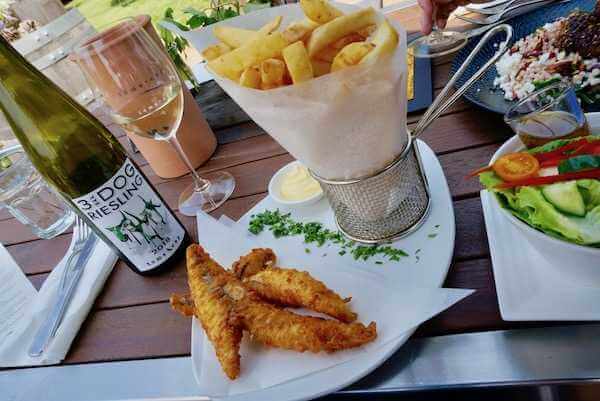 Fish and Chips at Toms Cap Vineyard Restaurant in Gippsland