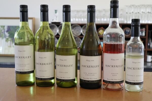 six bottles of white and rose wines at hackersley estate
