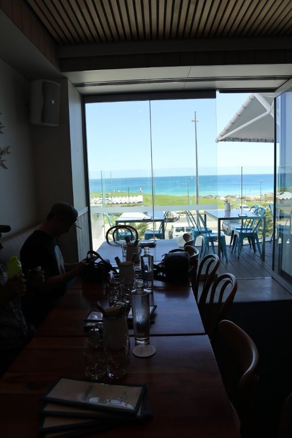 table view of the ocean at scarborough beach bar