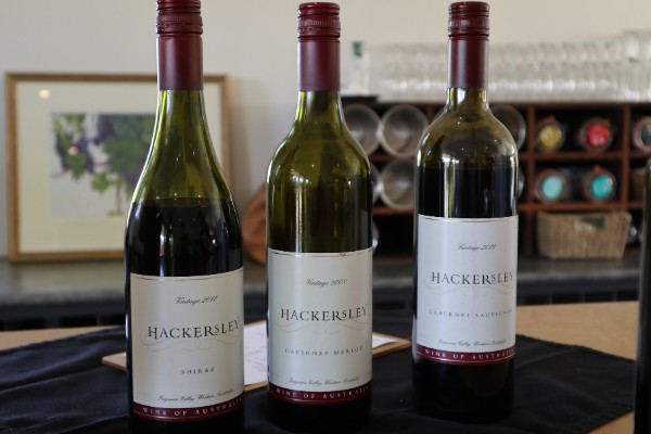 three bottles of red wine at hackersley estate