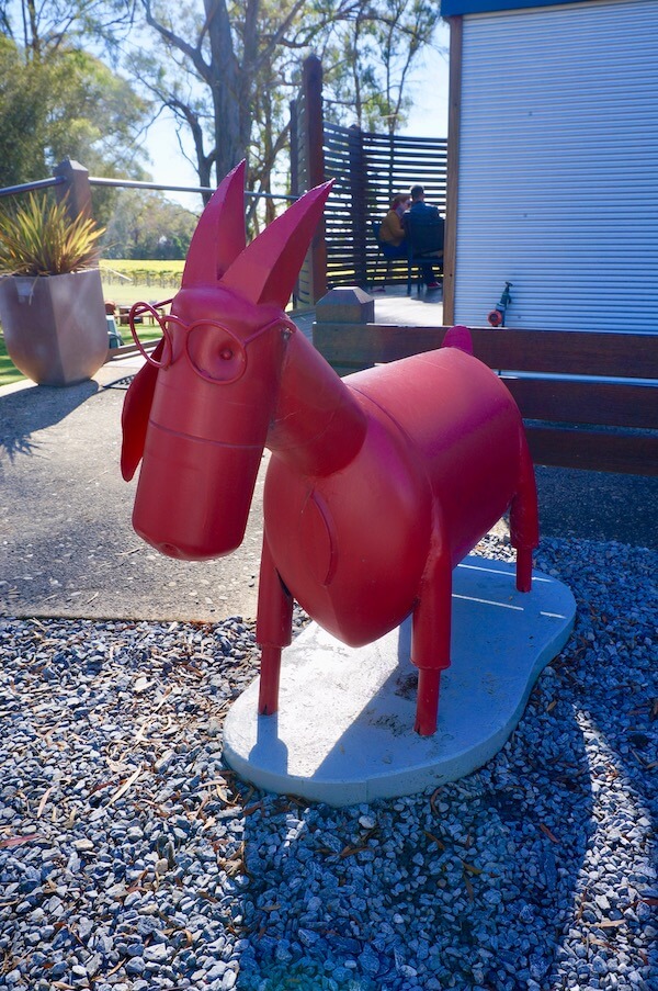 Goat with glasses art at Goaty Hill Wines - Tamar Valley, Tasmania