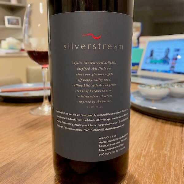 Silverstream Wines Reserve Merlot 2007 - Back Label