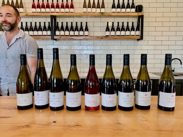 Wine tasting lineup at Sinapius Cellar Door - Tamar Valley - Tasmania