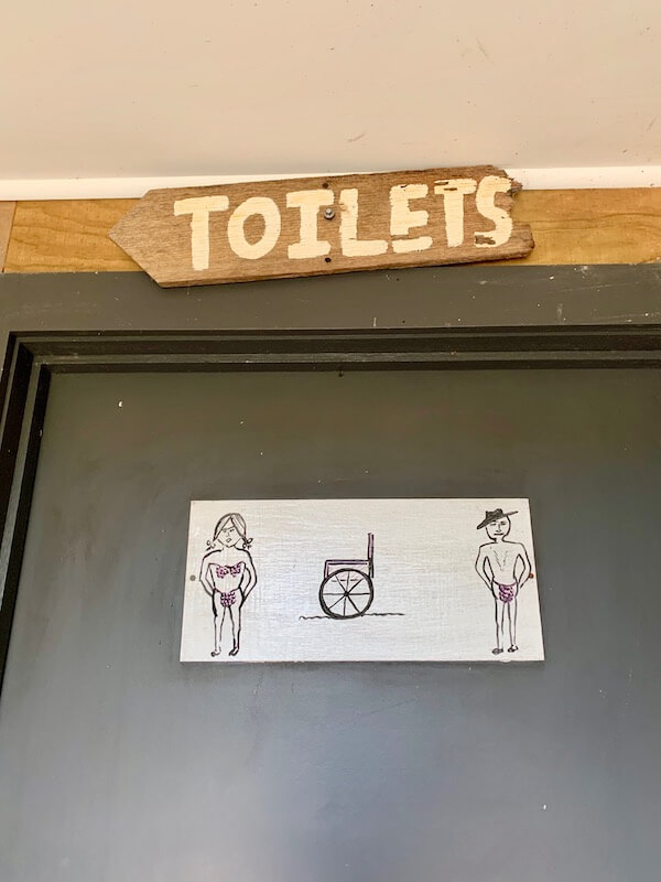 Winery Toilet Signs - Leaning Church Vineyard - Tasmania