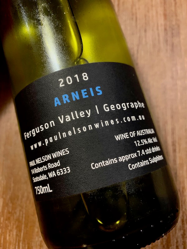 Paul Nelson Wines 2018 Arneis - Ferguson Valley - Back Label