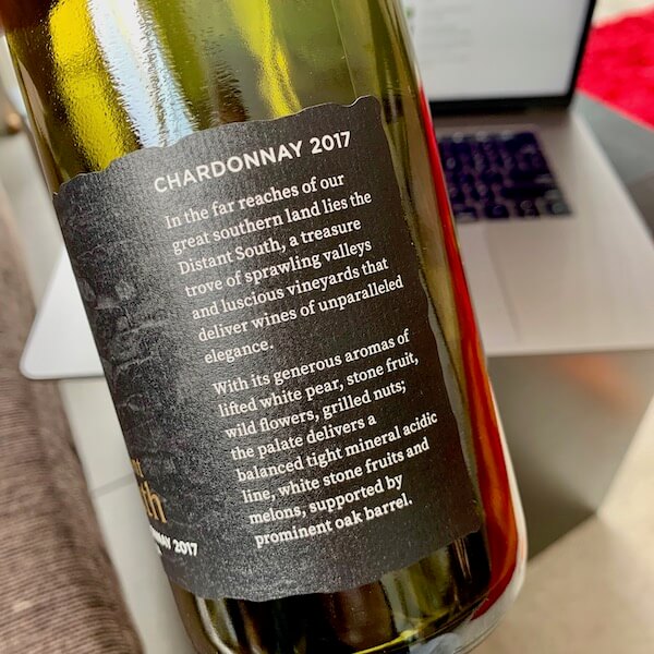 Distant South 2017 Chardonnay Tasmania Back Label