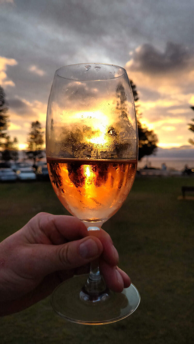 Sunset and glass of wine - Sunset Wines and Brews Perth