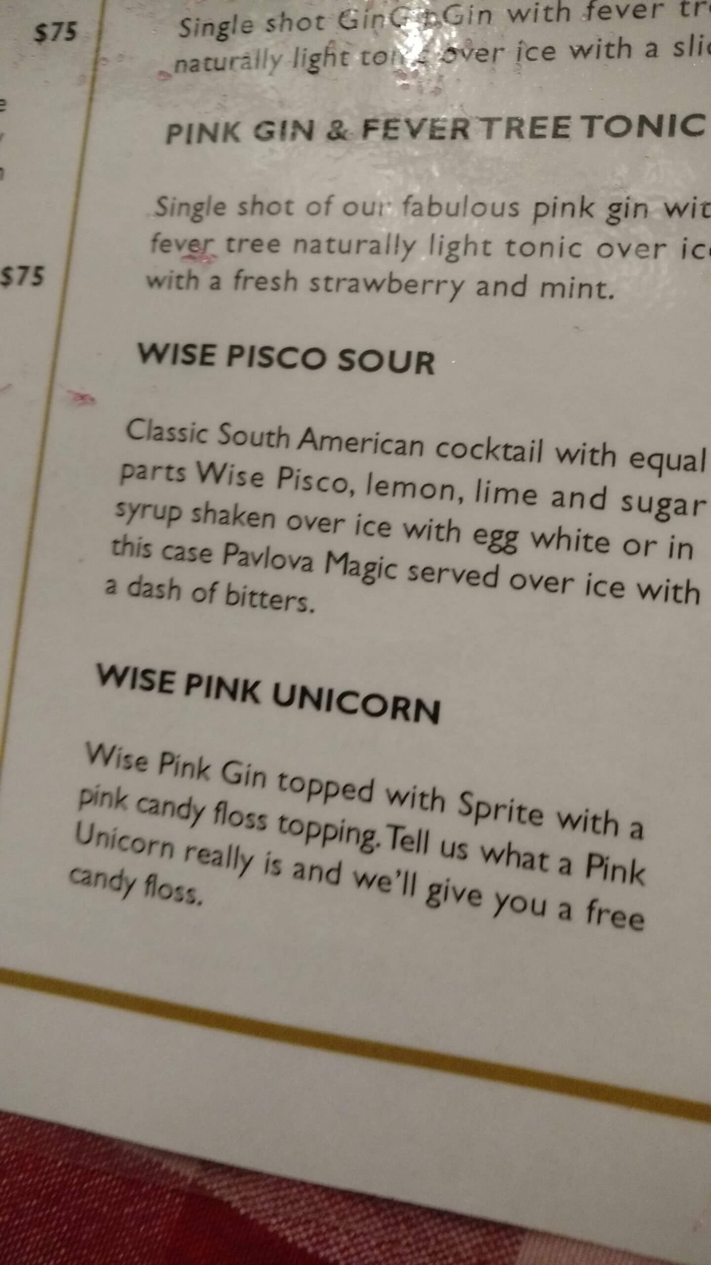 Wise Pink Unicorn Cocktail from Wise Wine - Sunset Wines and Brews Perth 2020