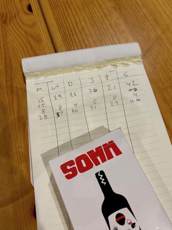 SOMM Blinders wine card game score card