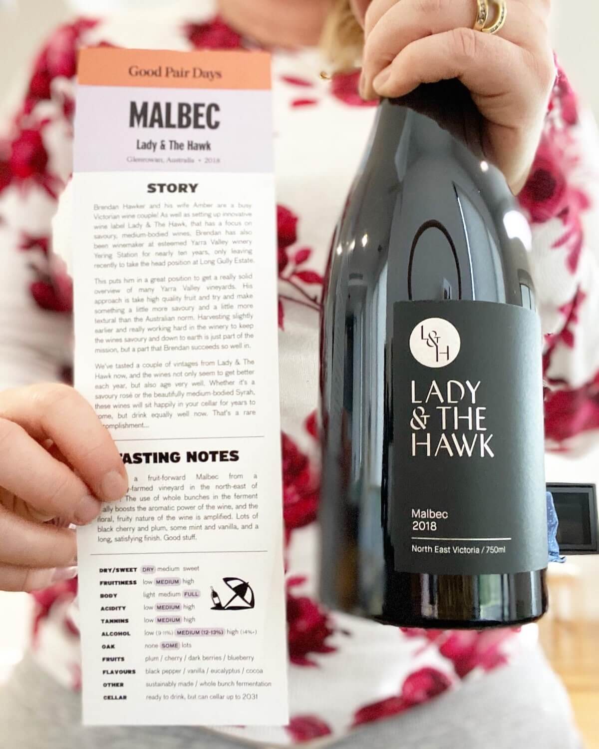 Lady and The Hawk 2018 Malbec - Good Pair Days