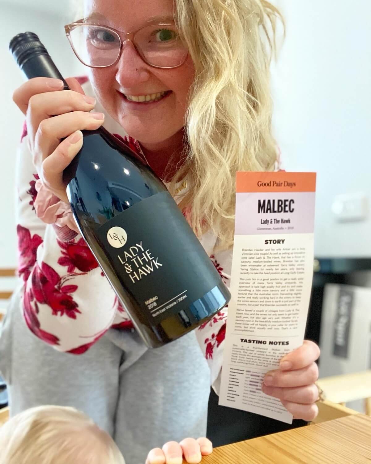 Wine Blogger Casey and Lady and The Hawk 2018 Malbec - Good Pair Days
