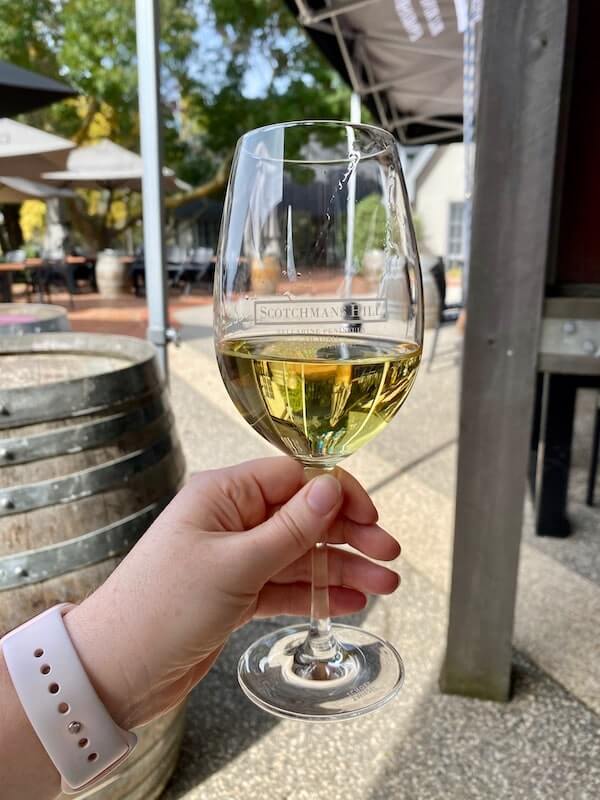 Glass of Chardonnay at Schotchmans Hill Bistro