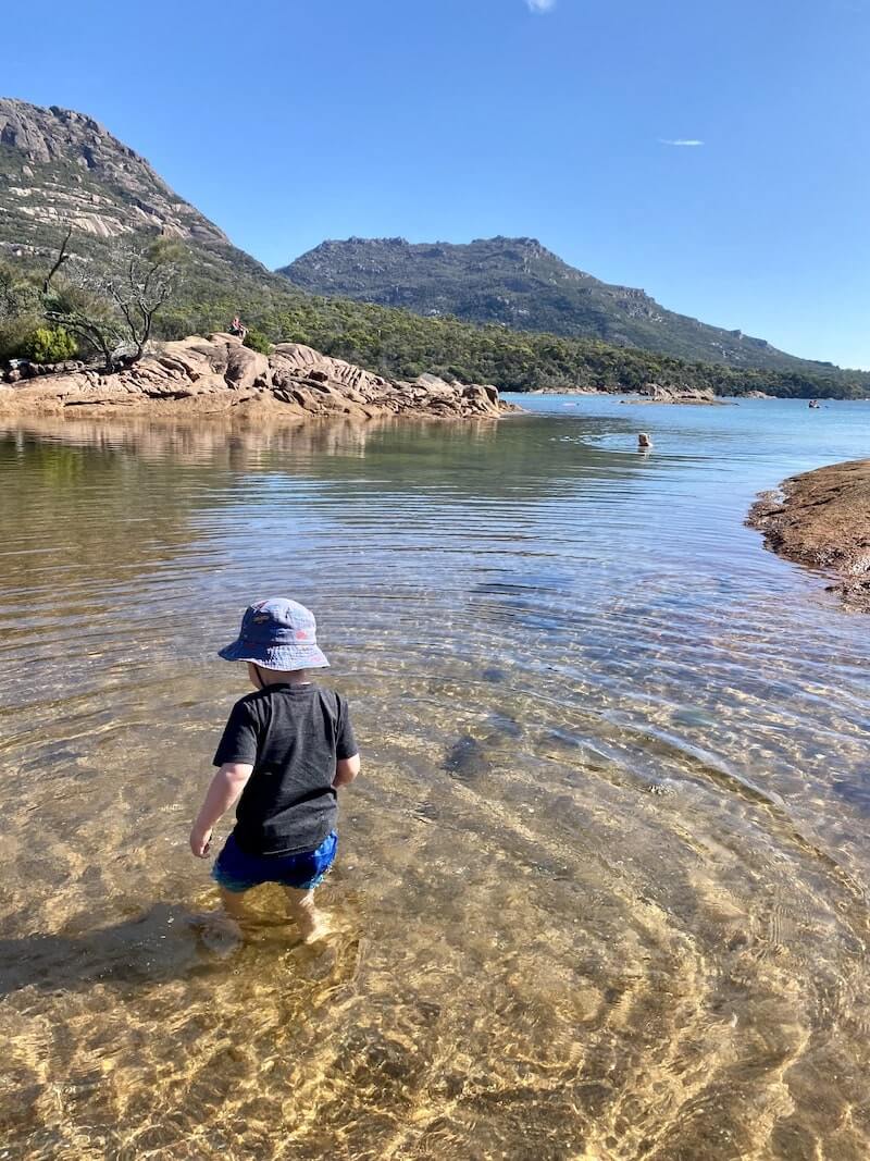 Playing in the water at Honeymoon Bay - Freycinet National Park