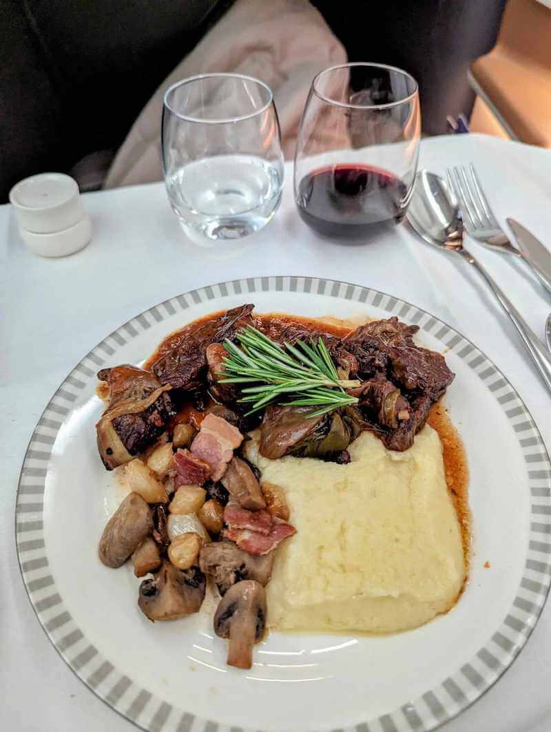 Beef Bourguignon Singapore Airlines Business Class