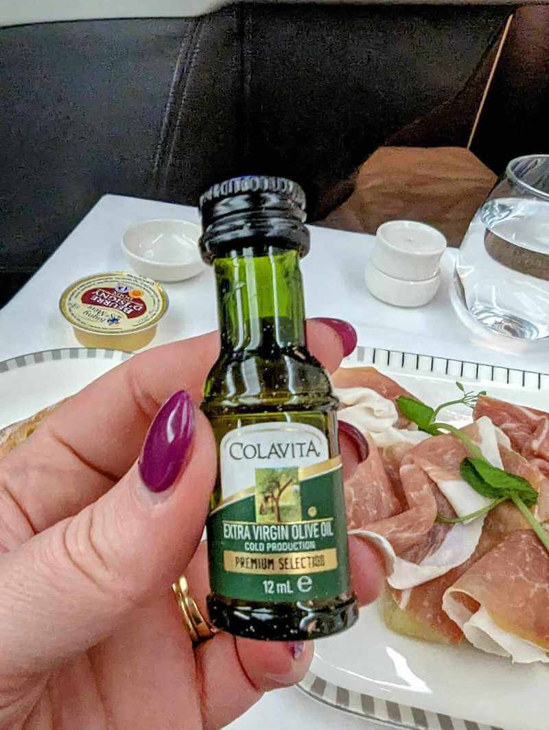 Mini olive oil onboard Singapore Airlines Business Class