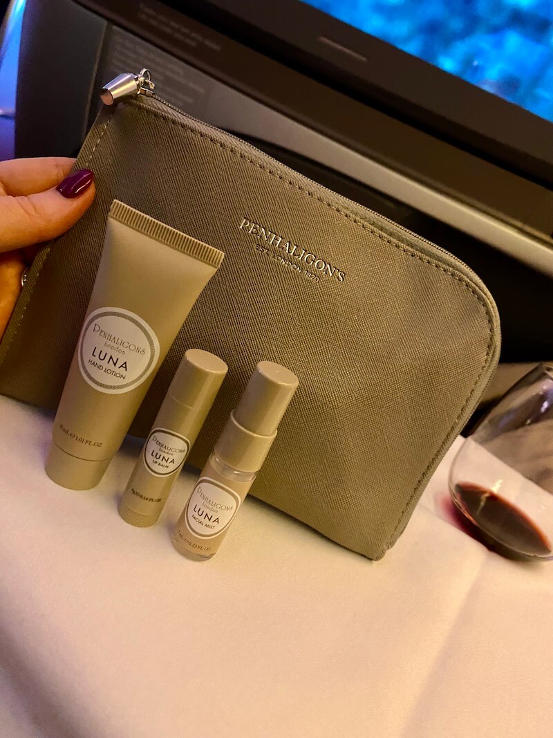 Singapore Airlines Business Class Amenities co created with Penhaligon's
