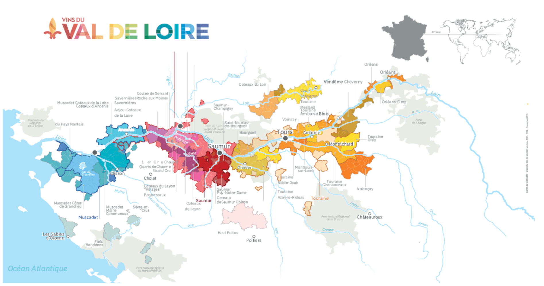 Vins du Val de Loire - Loire Valley Wine Map