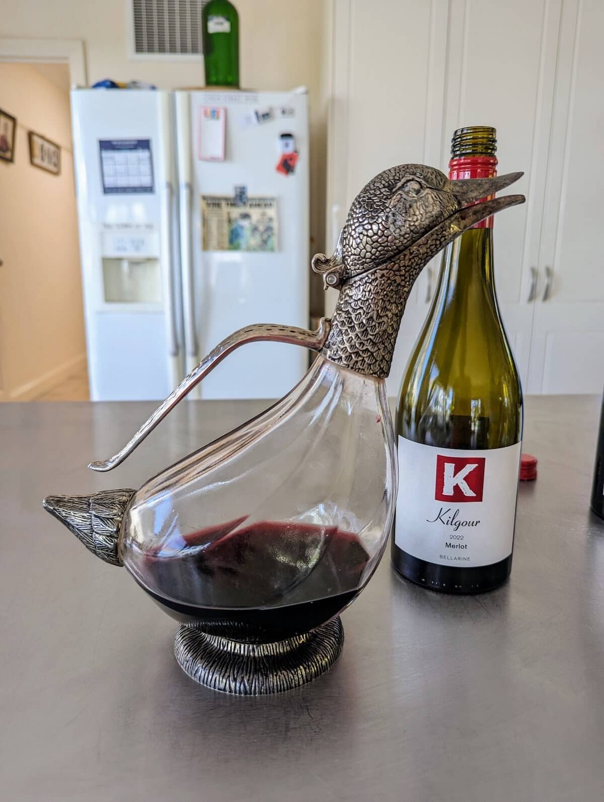 Duck Wine Decanter at Kiglour Wines - Bellarine Peninsula Wineries